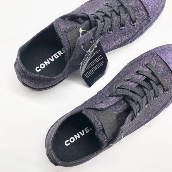 CONVERSE All Star Low Top Purple Glitter Sneakers - Picture 8 of 9